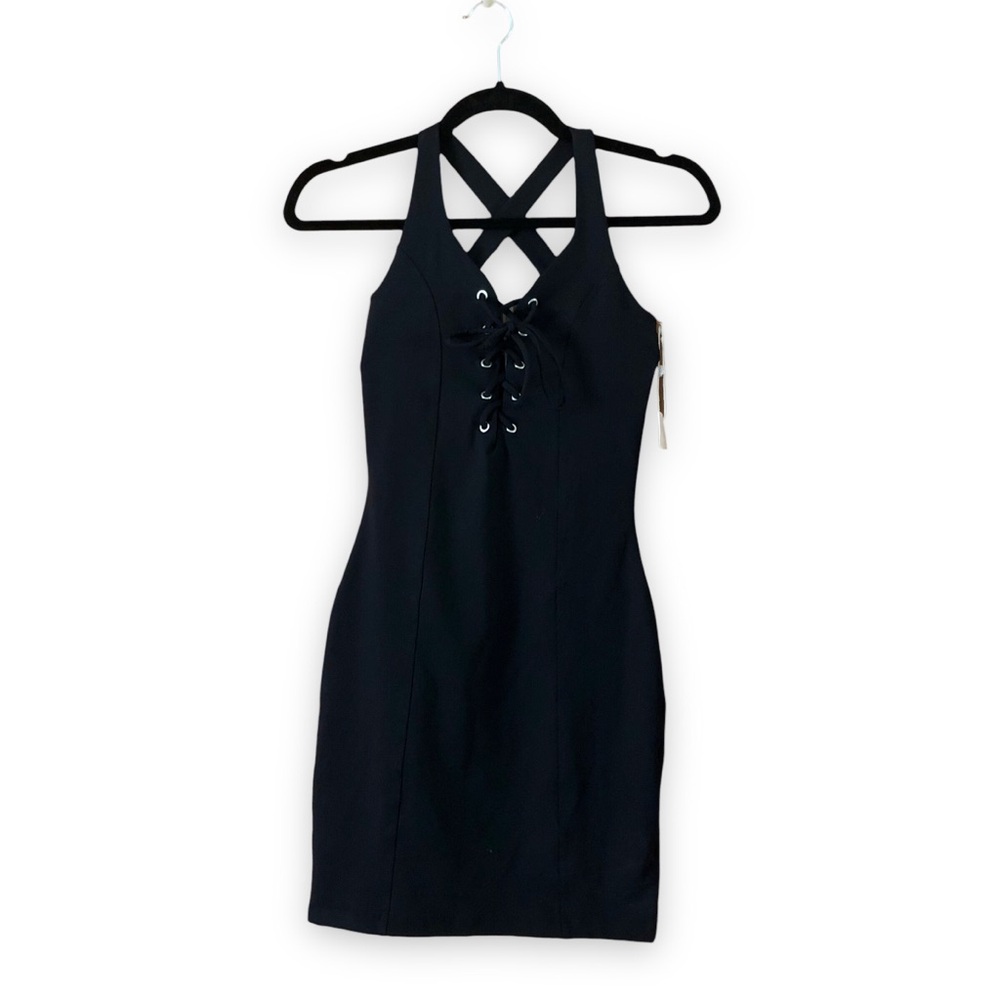 Year of Ours Black Football Mini Dress Lace Up NWT Size XS